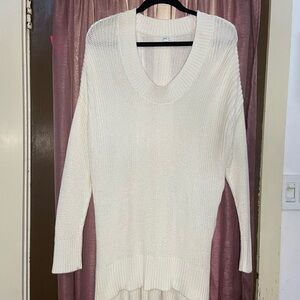 Aerie Cozy White 100% Cotton Knit Long Sweater